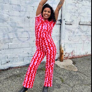 Nooworks 5X Twill Coveralls Pink Squiggle